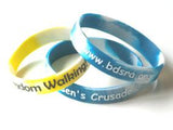 Multi Coloured Debossed Silicone Wristbands with Colourfill