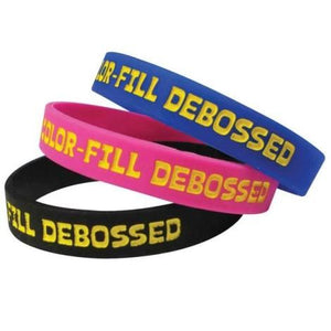 Debossed Silicone Wristbands - Colour Filled - Promotions Only Wristbands